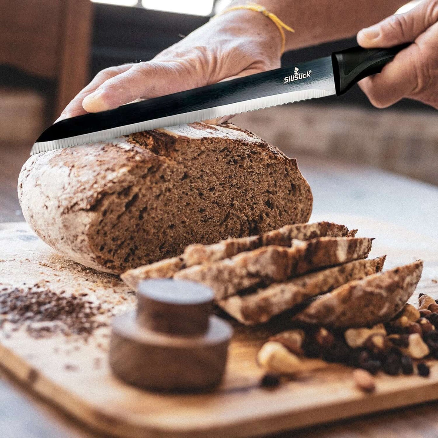 Kitchen Knife Set Kit | Red Magnetic Rack & Portable Sharpener
