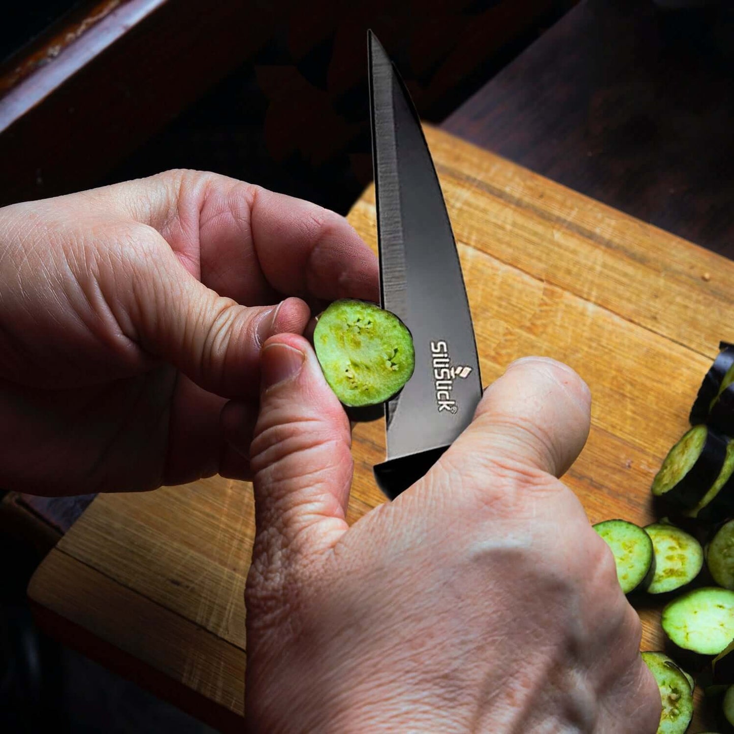 Kitchen Knife Set Kit | Red Magnetic Rack & Portable Sharpener