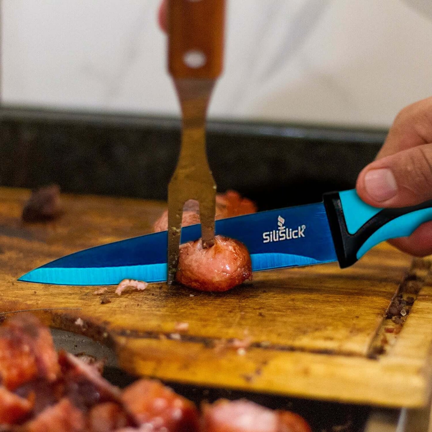 Kitchen Knife Set Kit | Red Magnetic Rack & Portable Sharpener