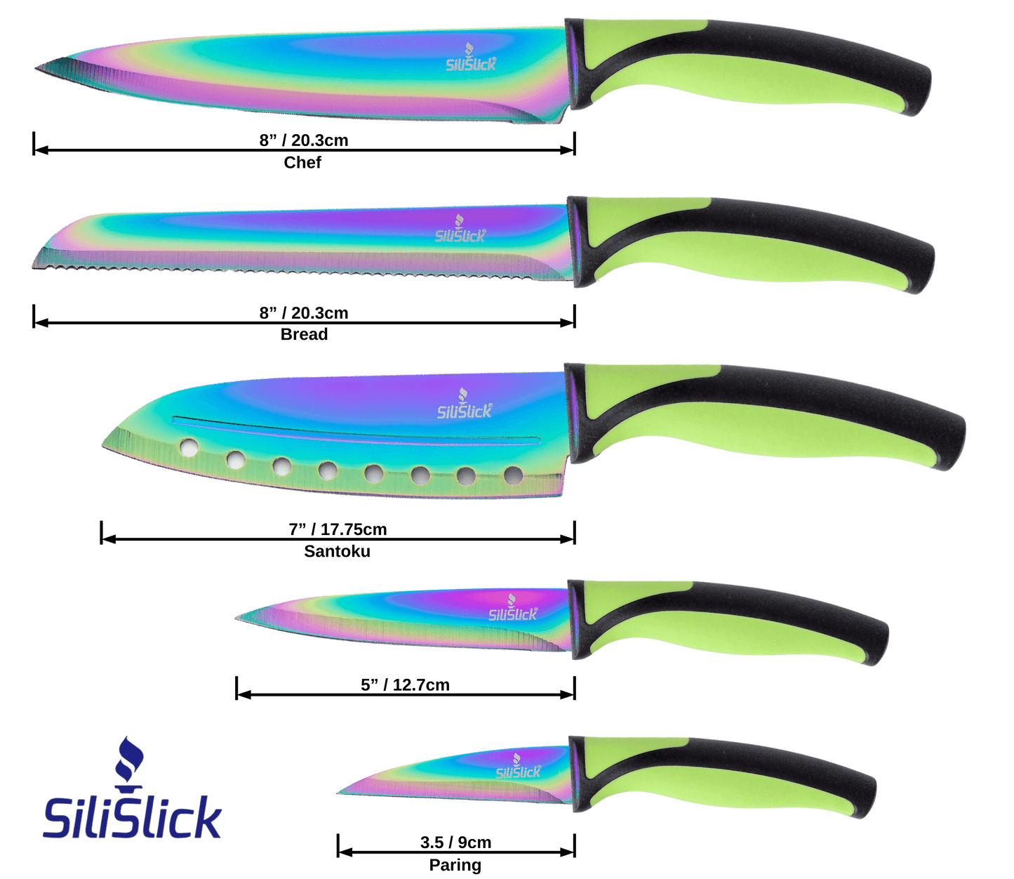 Kitchen Knife Set - Green Handle
